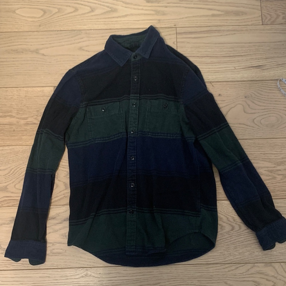 Express Navy and Forest Checkered Shirt